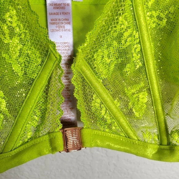 Savage X Fenty by Rihanna Caged Lace Bra Bralette Apple Fuji Green sz 1X - Picture 6 of 7